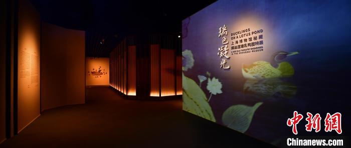 “瑞色凝光：上海博物馆秘藏缂丝莲塘乳鸭图特展”。　上海博物馆 供图